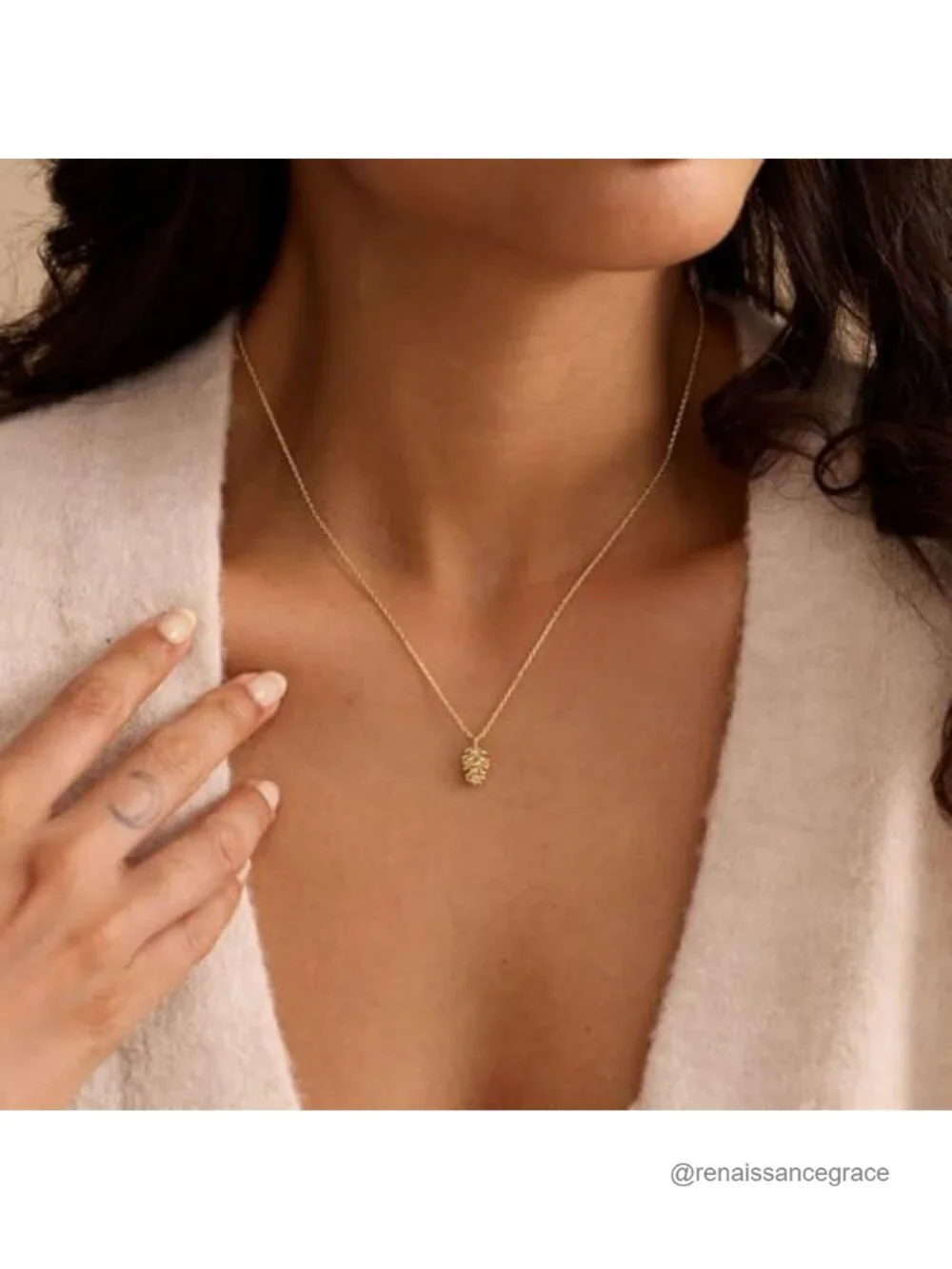 14K Gold Plated Woodland Pendant Necklace Dainty Nature Jewelry Gift